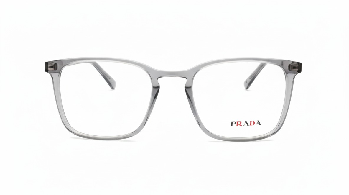 Prada Transparent Square Eyeglasses color- Grey - Image 3