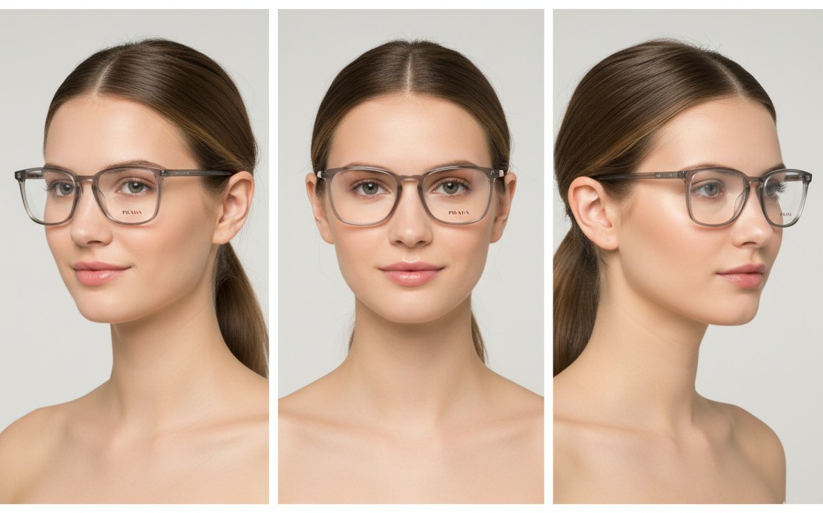Prada Transparent Square Eyeglasses color- Grey - Image 5